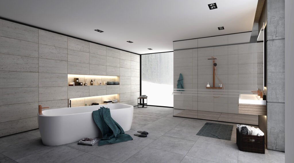 Modern bathroom with a shower system